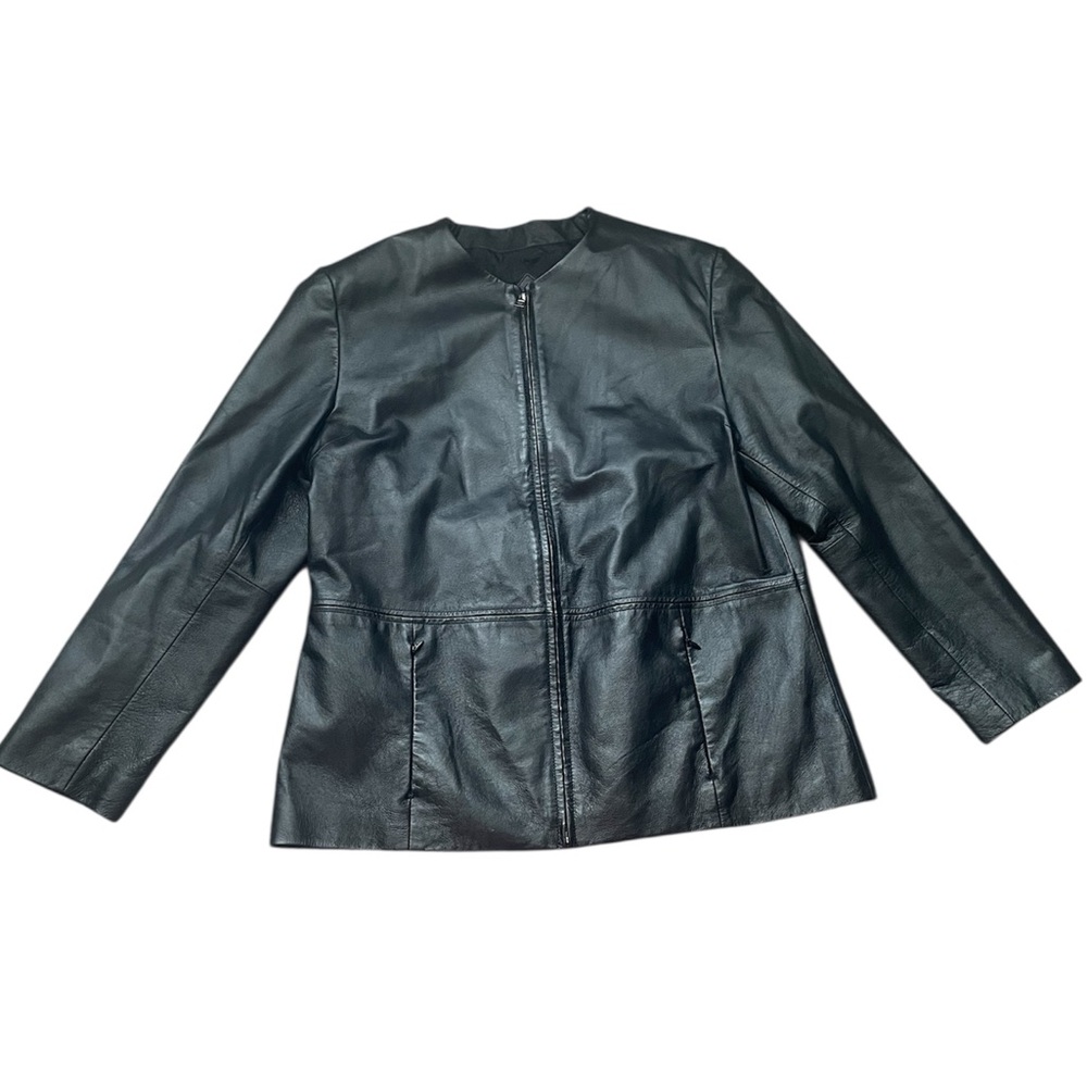 Vintage Massini Black Leather Outerwear Leather Zip Jacket Large